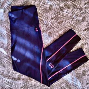 Women’s Harley Davidson Breast Cancer Awareness Black Leggings with Pink Stripes